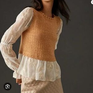Anthropologie Women's Brown Layered Sweater Vest
